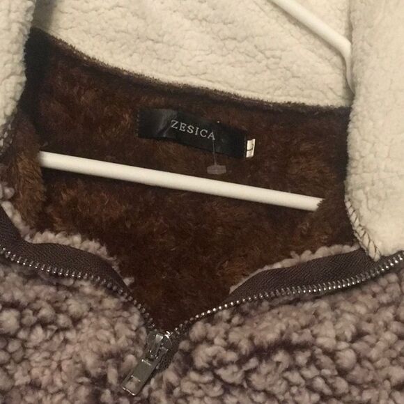 Zesica top women’s size large L Sherpa like quarter zip pullover - Picture 9 of 9